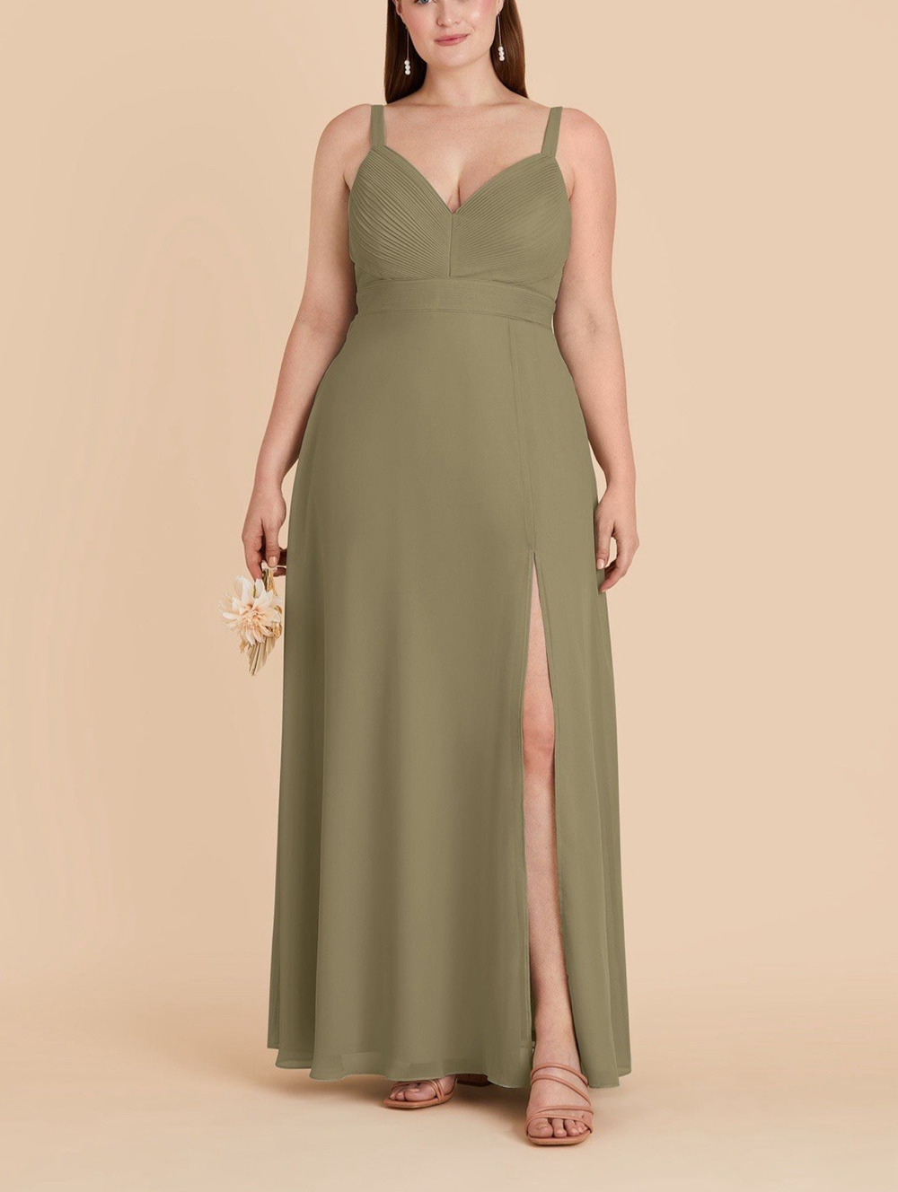 Birdy Grey Deborah Chiffon Dress Women's XXL Thyme Green Formal Bridesmaids